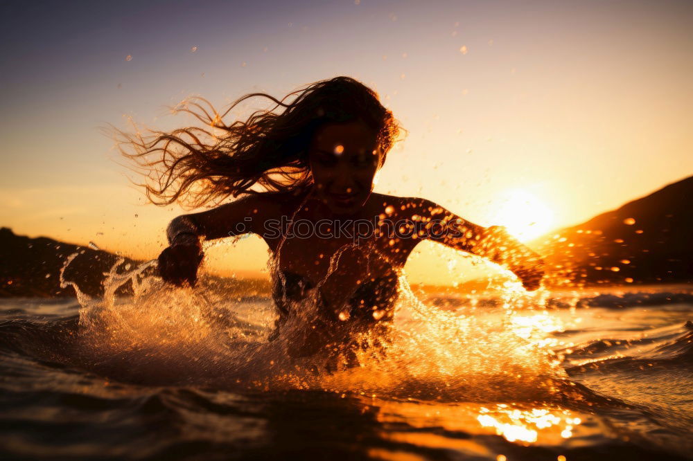 Similar – One happy little boy playing on the beach at the sunset time. Kid having fun outdoors. Concept of summer vacation.