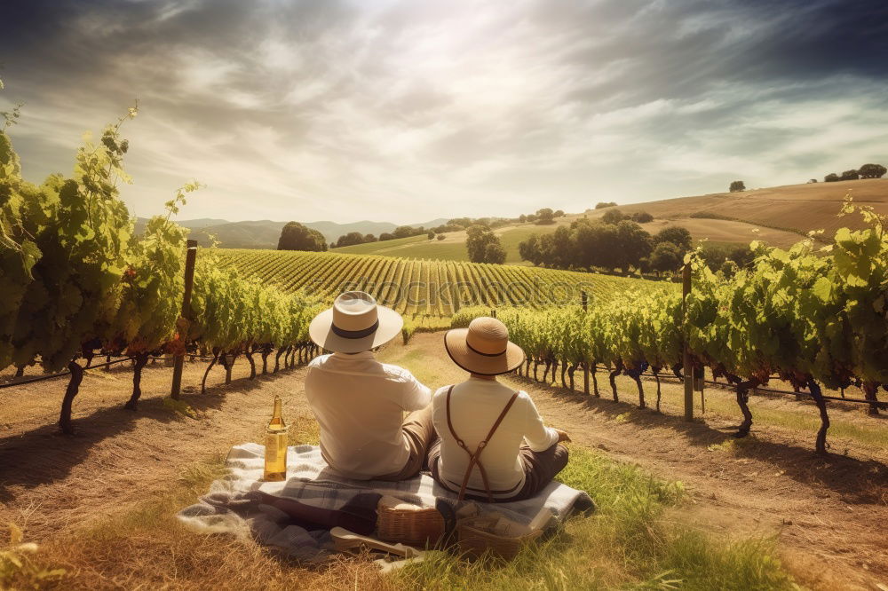 Similar – A couple of senior citizens sitting relaxed on a bench in the vineyard and enjoying the view