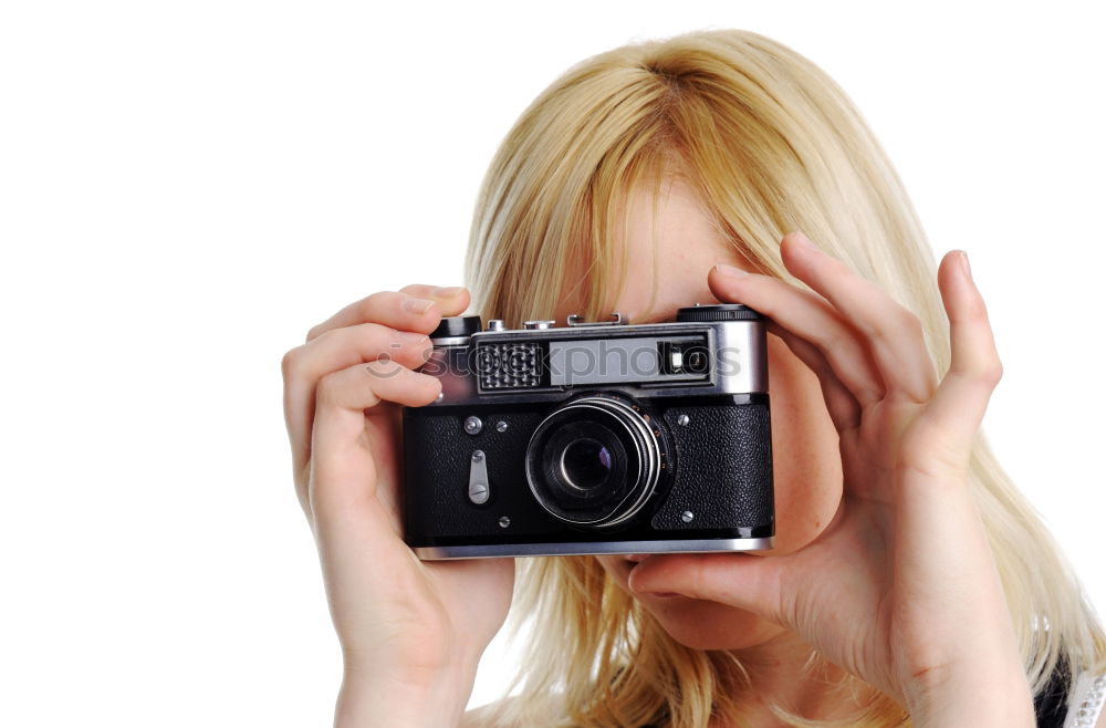 Similar – Image, Stock Photo Woman with camera