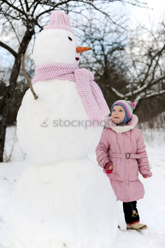 Similar – Image, Stock Photo Snowman and child in the yard