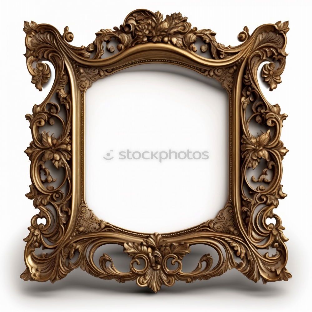 Similar – Image, Stock Photo Ornate oval metal picture frame without picture on a rusty nail on the outside of a brown wooden hut in the harbor garden in Offenbach am Main in Hesse, Germany