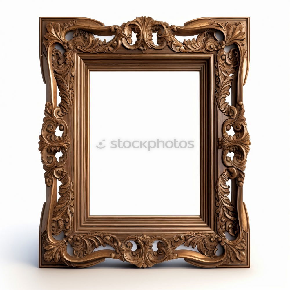 Similar – Image, Stock Photo Ornate oval metal picture frame without picture on a rusty nail on the outside of a brown wooden hut in the harbor garden in Offenbach am Main in Hesse, Germany