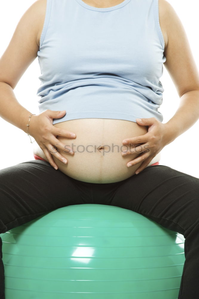 Similar – Image, Stock Photo Pregnant woman exercising at home sitting on the fitball