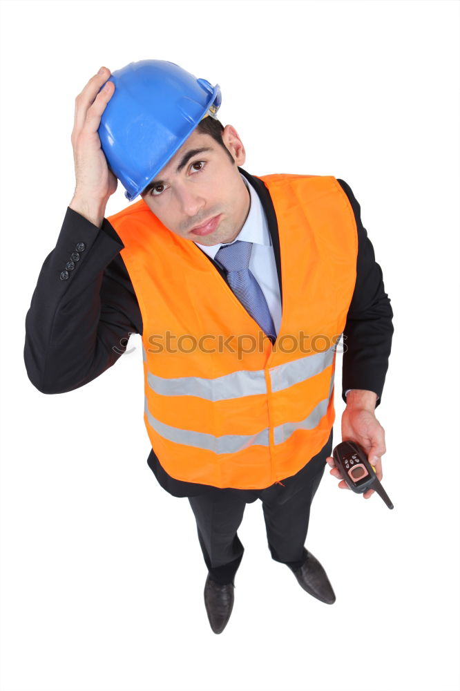 Similar – Image, Stock Photo guy in the form of road worker or Builder