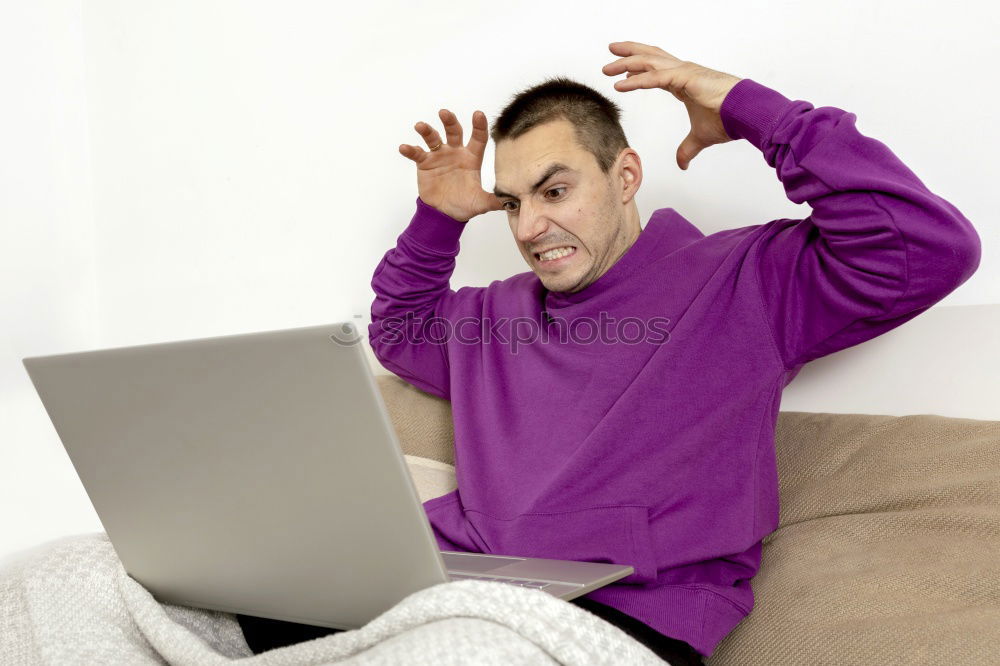 Similar – Image, Stock Photo Young womanbiting nails while sitting on a leather couch