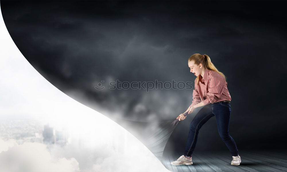 Similar – Trendy girl posing on stairs