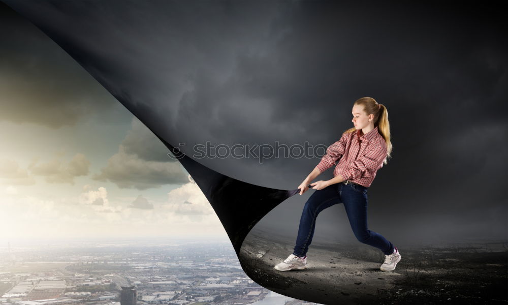 Similar – Image, Stock Photo Legs of tourist on edge