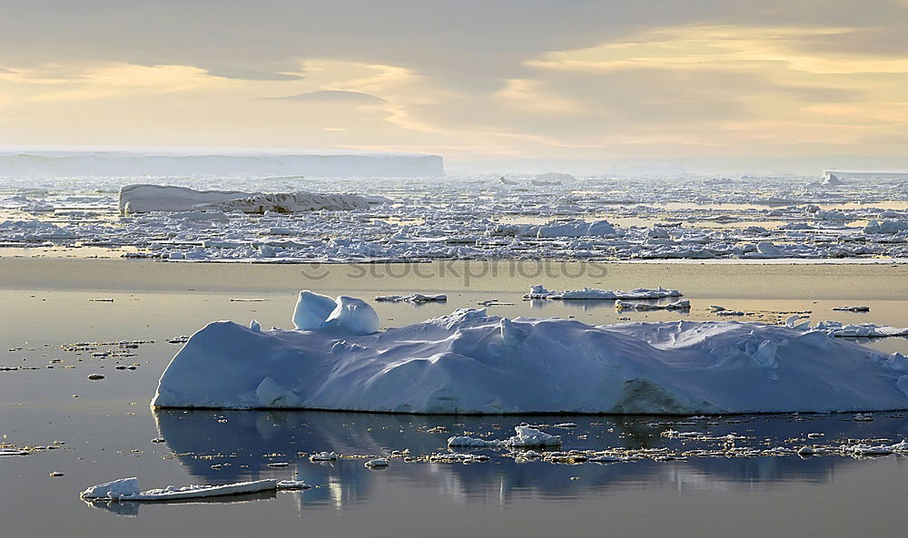 Similar – Image, Stock Photo Aerial sunset surface of Neco bay surrounded by glaciers