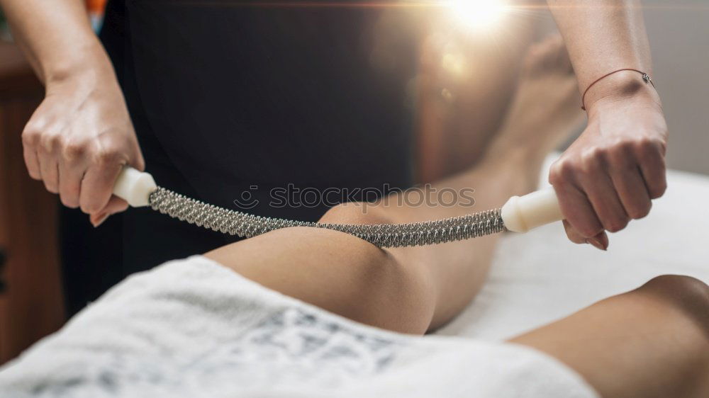 Image, Stock Photo Man enjoying a back massage