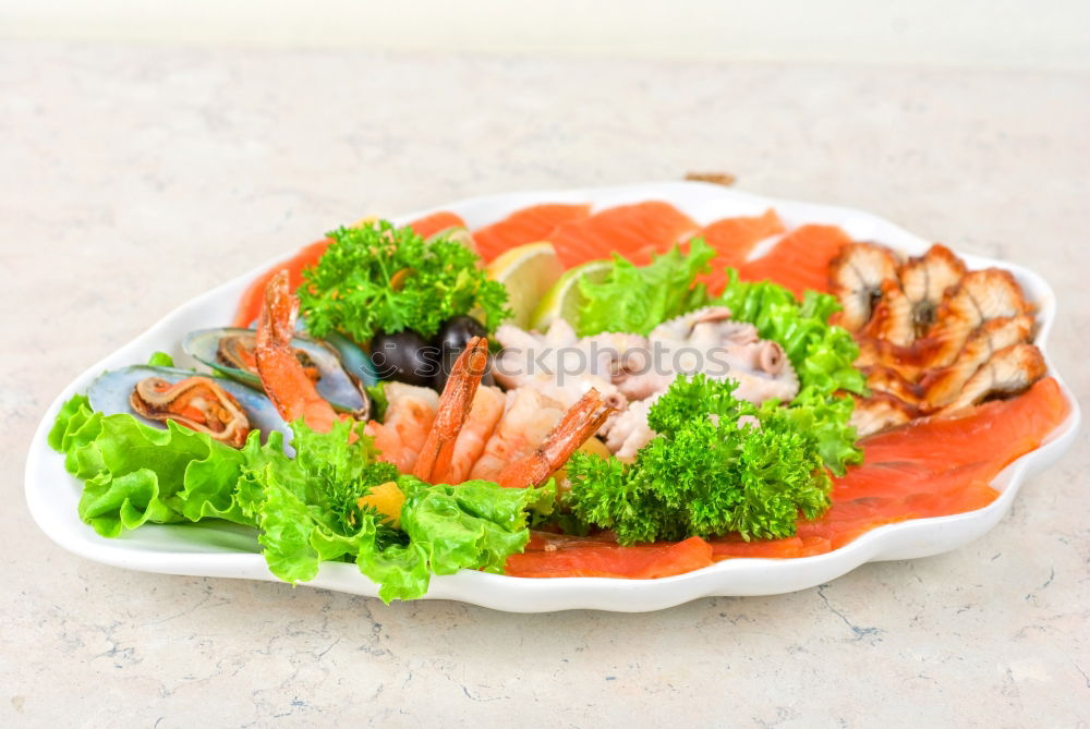 Similar – Image, Stock Photo Spaghetti seafood with anchovies, shrimps and octopus