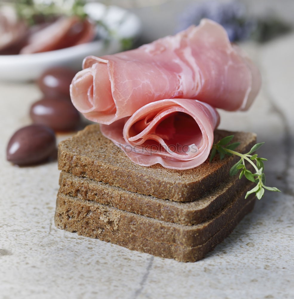 Image, Stock Photo Crispbread with ham Food