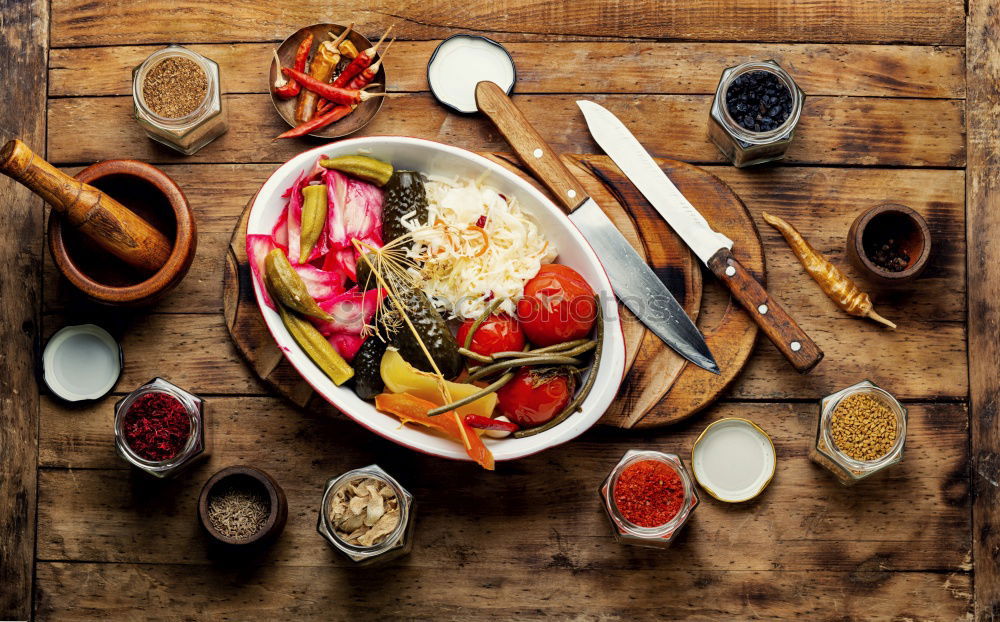 Similar – Image, Stock Photo Female hands hold small wok pot with chopped vegetables