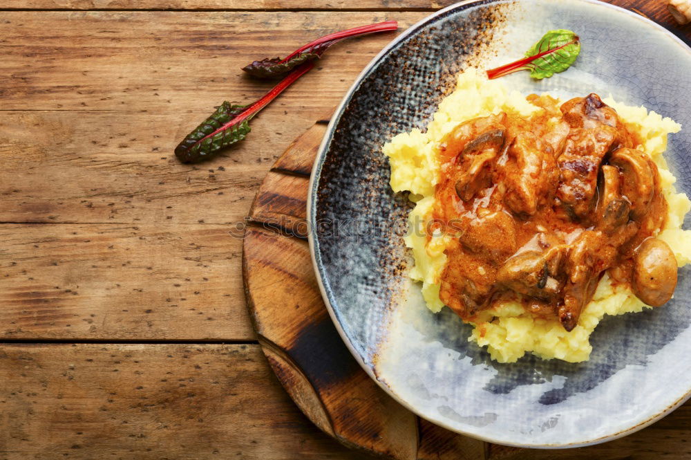 Similar – Image, Stock Photo Spicy Cooking . Frying pan with onion, garlic and chili