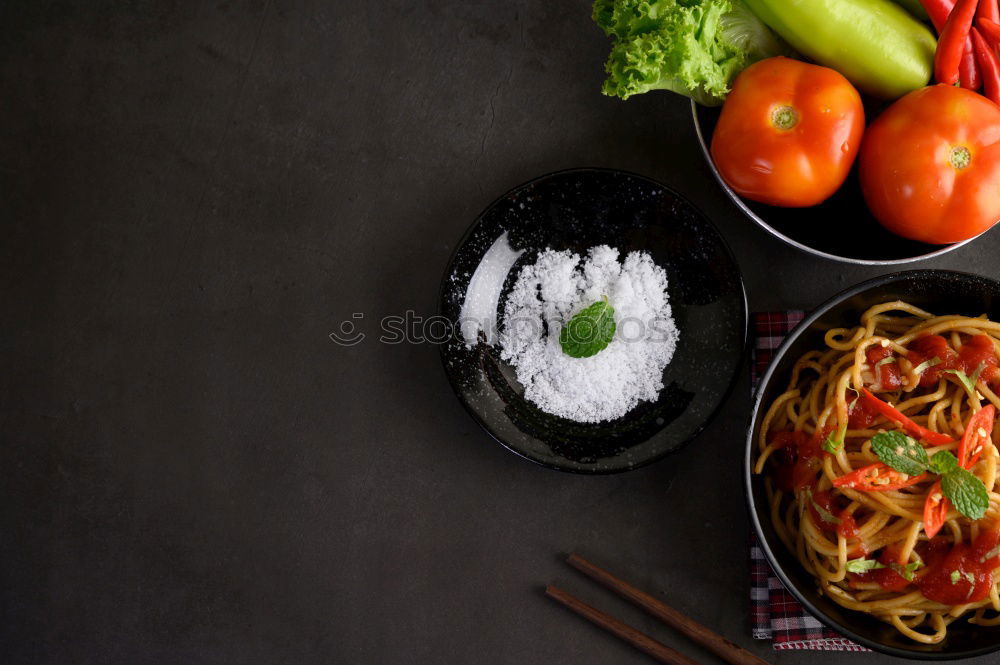 Similar – Image, Stock Photo Asian noodle pan with chicken and vegetables