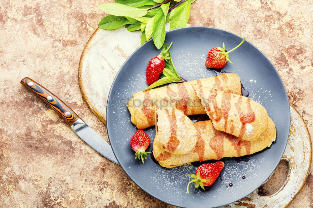 Similar – Image, Stock Photo strawberry rhubarb crumble