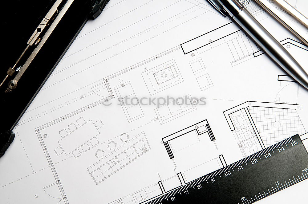 Similar – Image, Stock Photo Architectural drawing as a sketch for a preliminary design in ink on paper