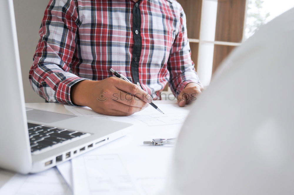 Similar – Image, Stock Photo Man is getting work done on notebook