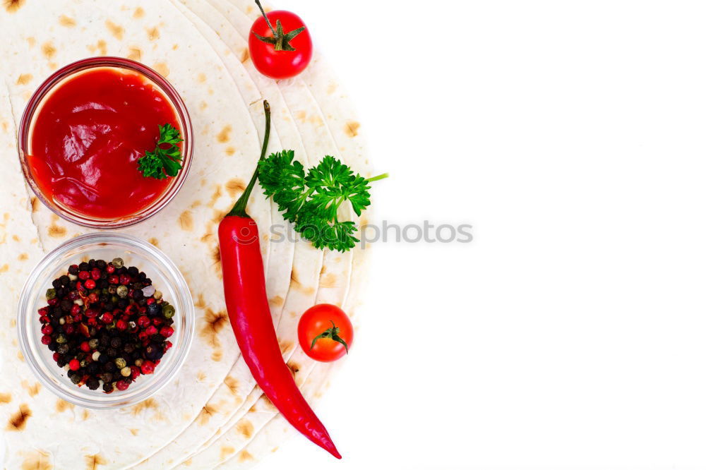 Similar – Image, Stock Photo Colourful chillies and spices on a white wooden table