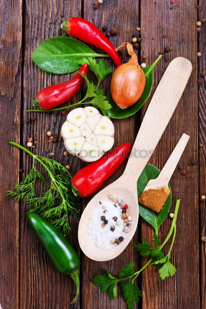 Similar – Raw italian pasta, basil and vegetables