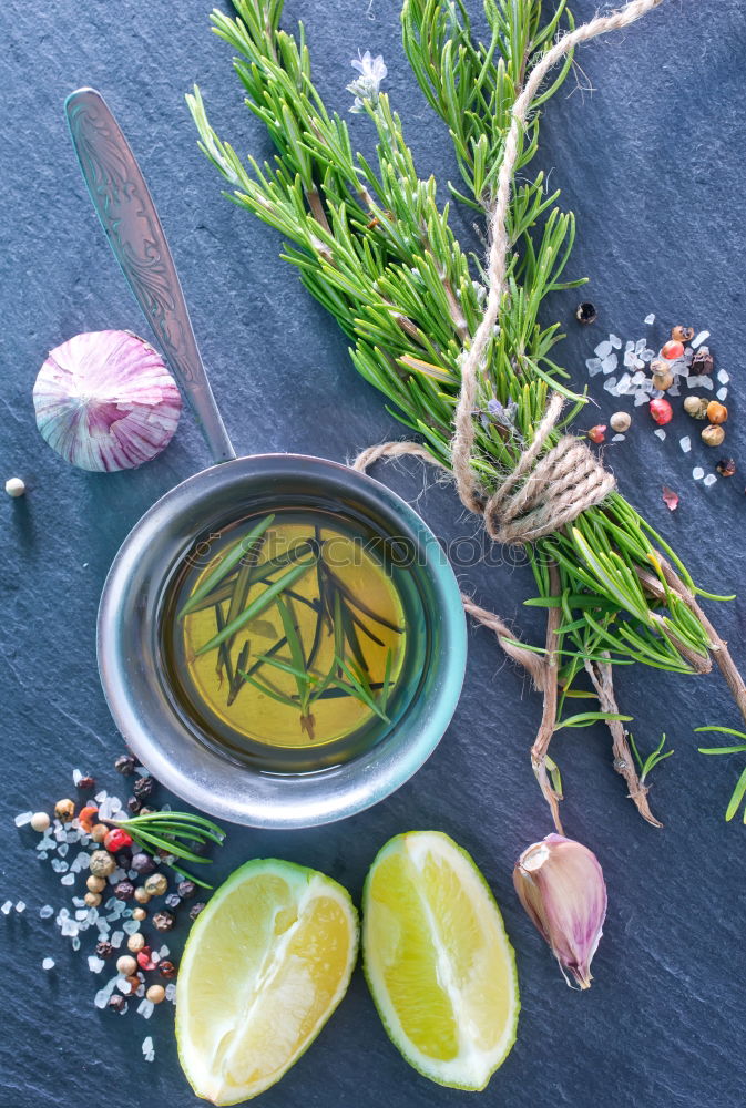 Similar – Foto Bild Frische Küchenkräuter mit Gewürze und Marinade