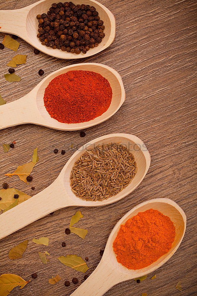 Similar – Image, Stock Photo Different spices in wooden spoons