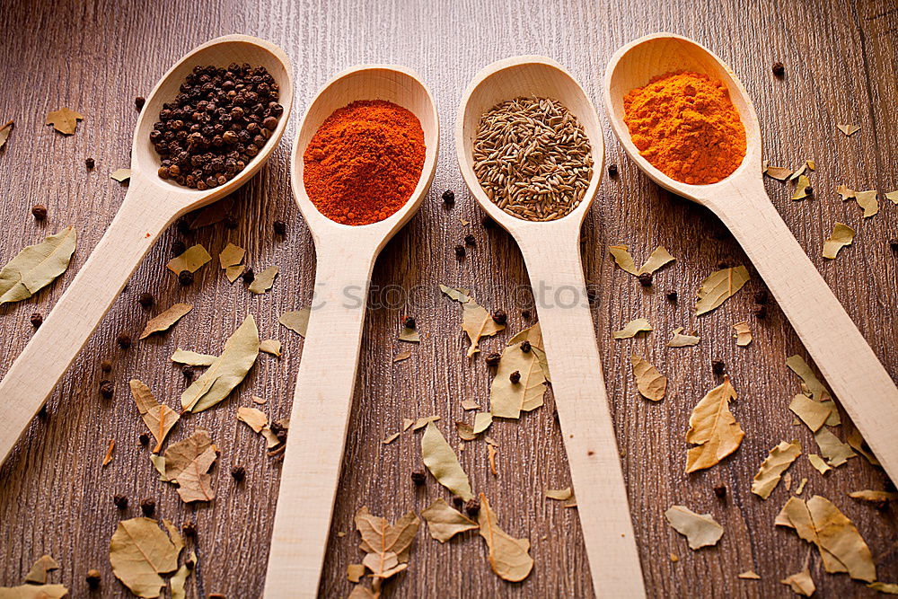 Similar – Image, Stock Photo Different spices in wooden spoons