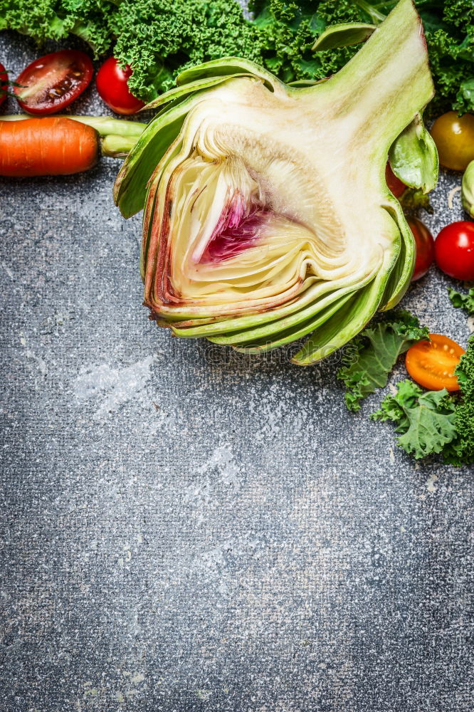 Similar – Image, Stock Photo Red cabbage and vegetable ingredients for cooking