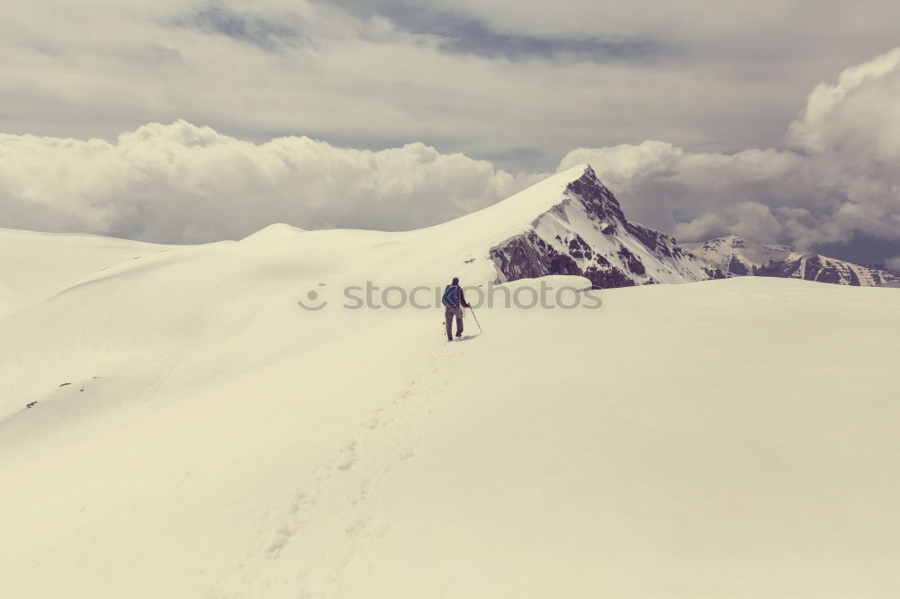 Similar – Image, Stock Photo Man walking on snowy road