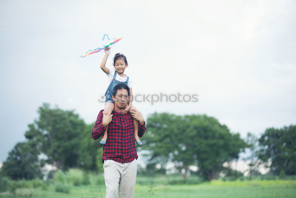 Similar – Image, Stock Photo Dad and little son playing basketball