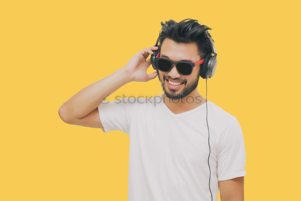 Similar – Image, Stock Photo Portrait of handsome afro man using his mobile.