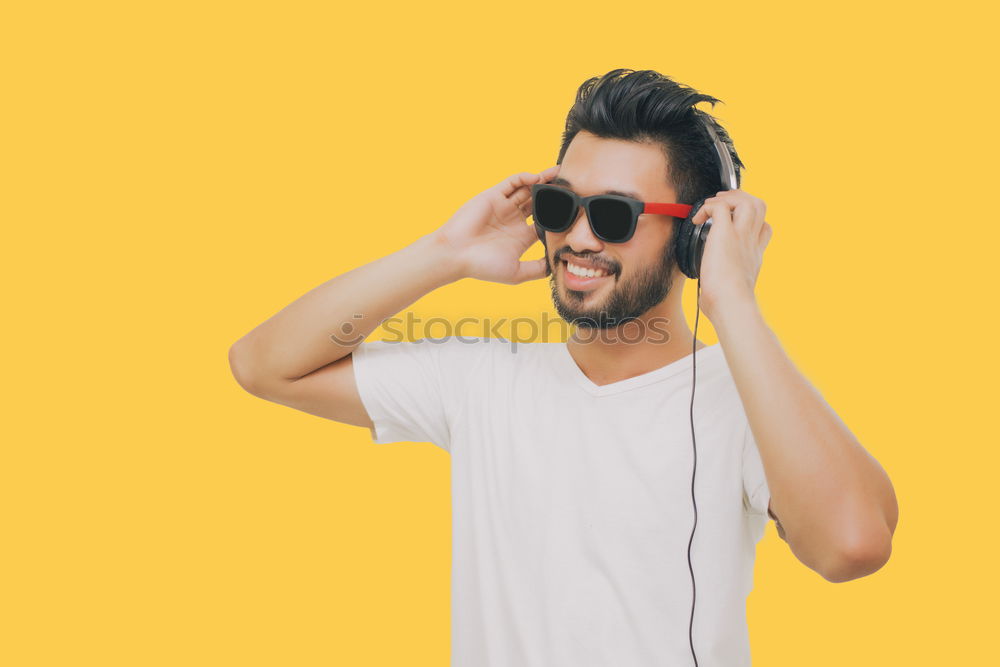 Similar – Image, Stock Photo Portrait of handsome afro man using his mobile.