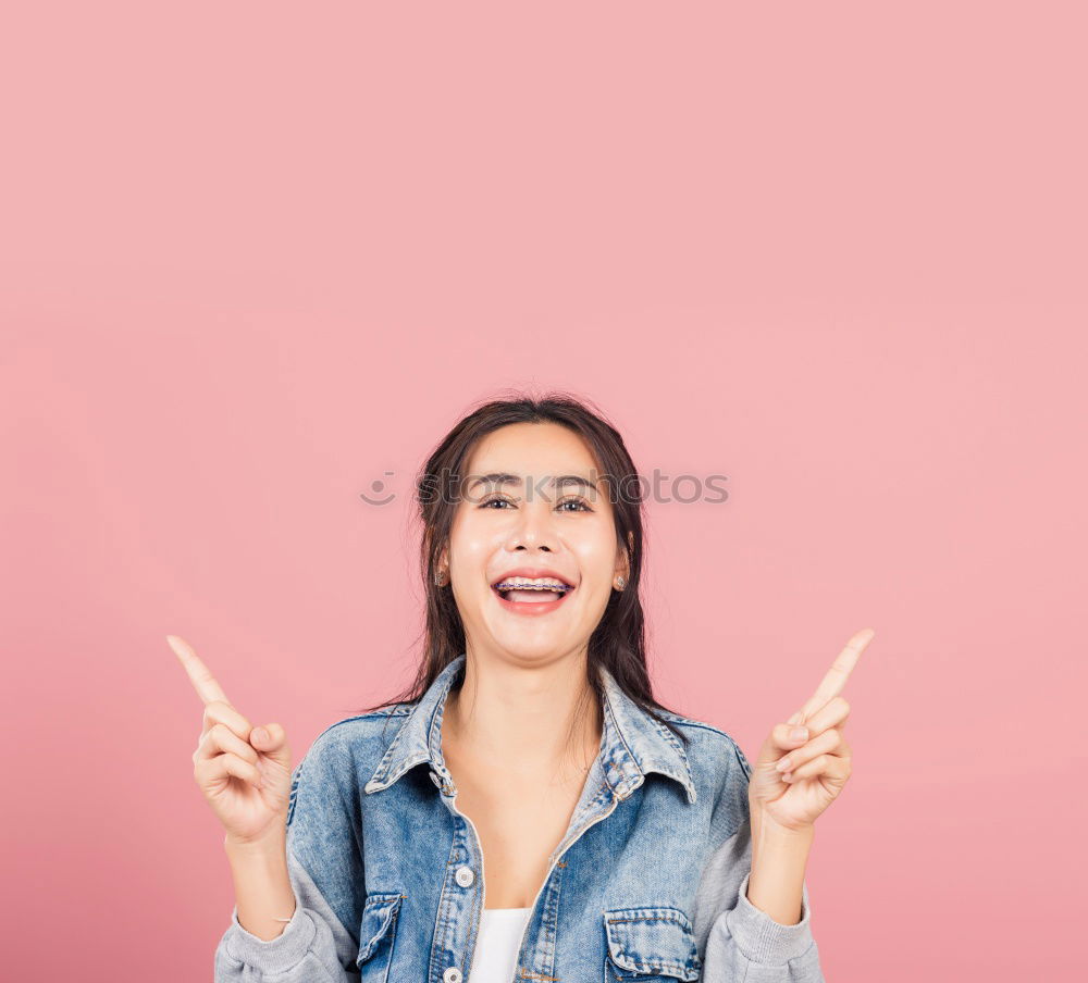 Similar – Image, Stock Photo Asian woman blowing gum bubble