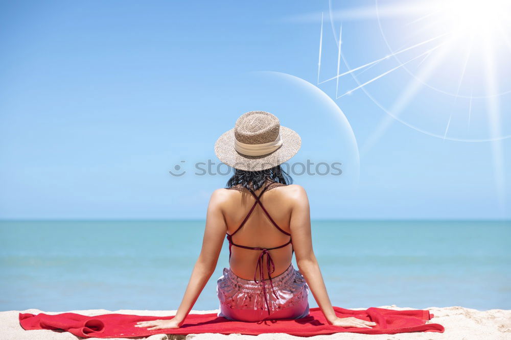 Similar – Image, Stock Photo Surfer girl on green coral reef