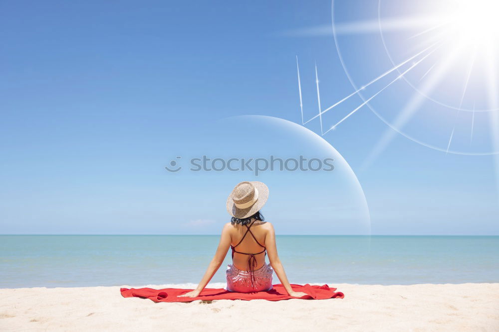 Similar – A young woman sitting under a surfboard