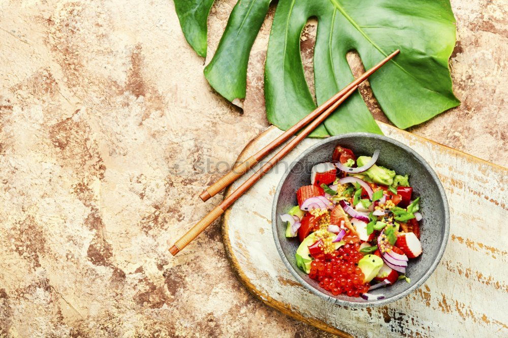 Similar – Image, Stock Photo Smoothie mango bowl with chia seeds yogurt pudding and cranberries, nuts, oatmeal topping in coconut shells with spoon. Healthy clean breakfast food. Copy space for your text or design