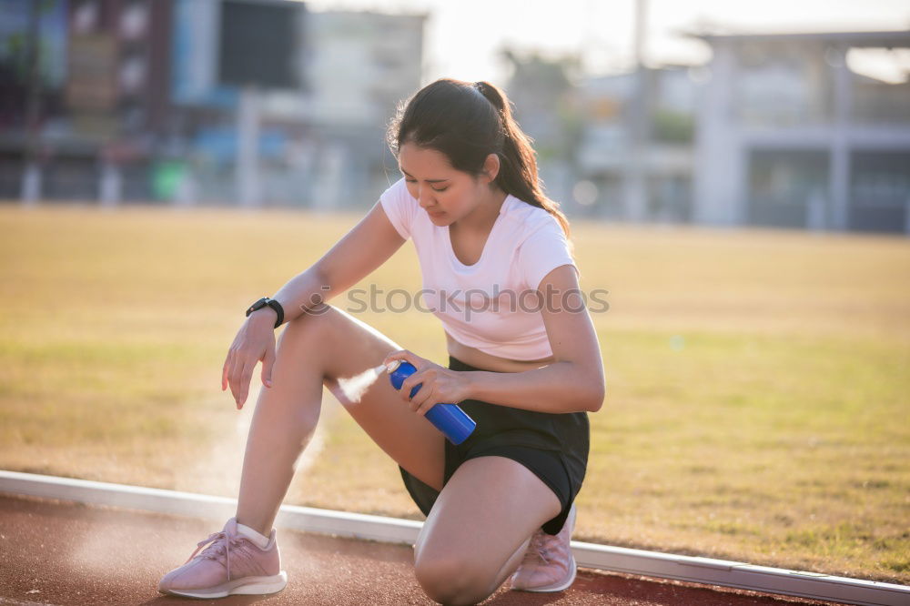Similar – Image, Stock Photo Woman warming up before outdoor workout