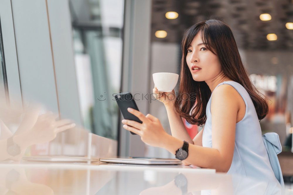 Similar – Image, Stock Photo Woman browsing smartphone in office