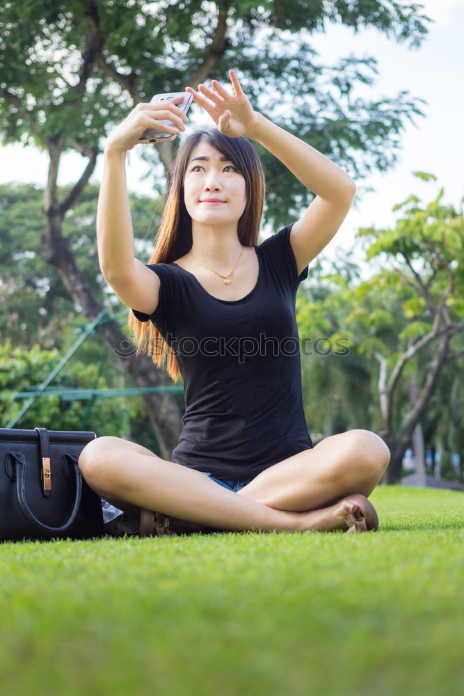 Similar – Image, Stock Photo Woman Meditating And Practicing Yoga, Padmasana.