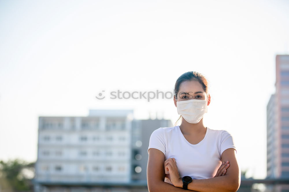 Similar – Kind mit medizinischer Maske für Coronavirus mit Sonnenbrille