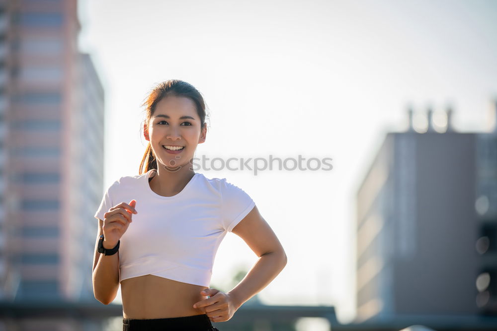 fit happy woman resting after do sport , running and workout