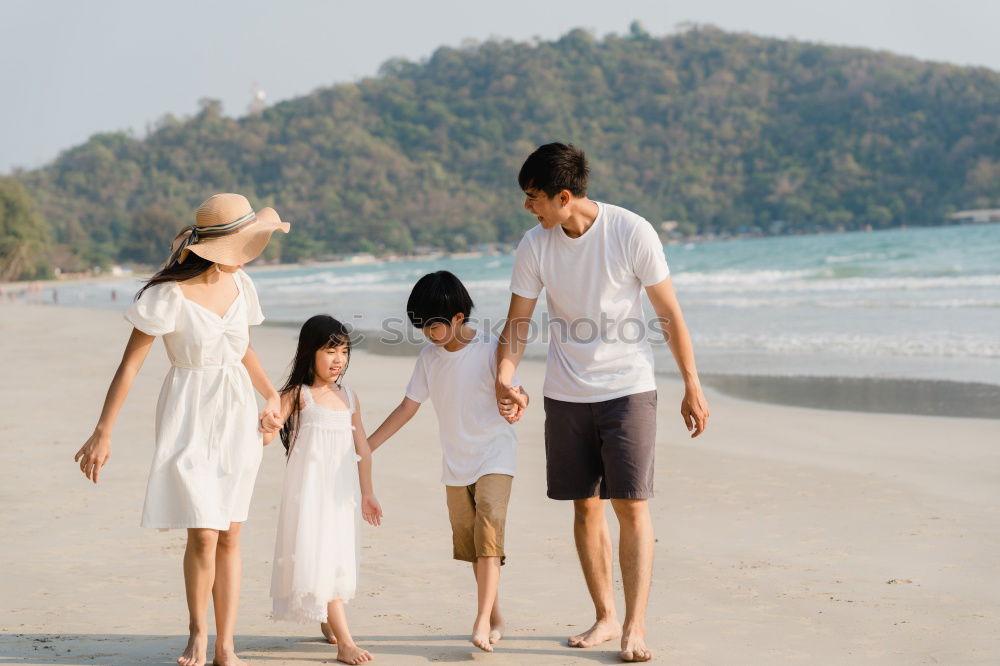 Similar – Image, Stock Photo Happy family standing near the lake at the day time.