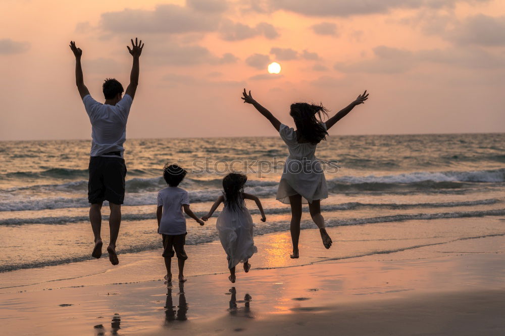 Similar – Silhouette of happy family