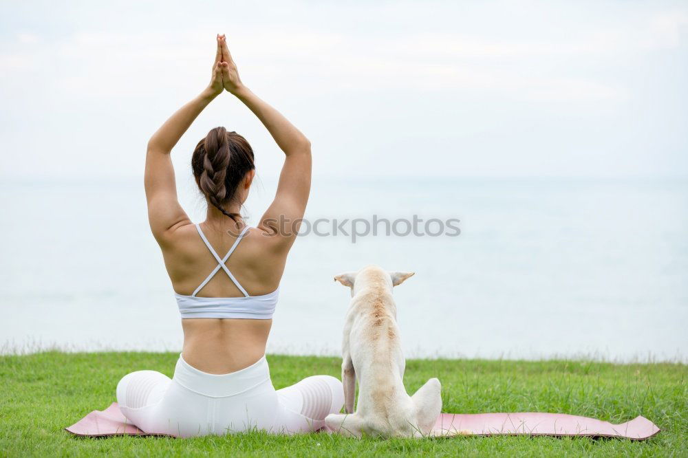 Similar – Image, Stock Photo A pretty dancer with her dog on a pear