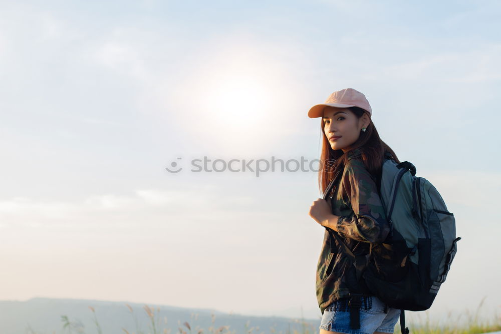 Similar – Young dreamy woman at seaside