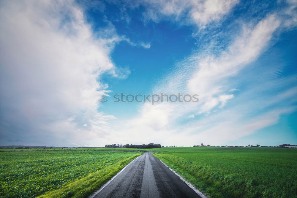 Similar – Endlose Straße Feld Wolken