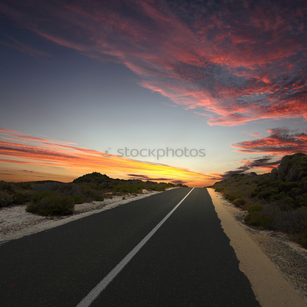 Similar – Image, Stock Photo Mediterranean road on sunset.