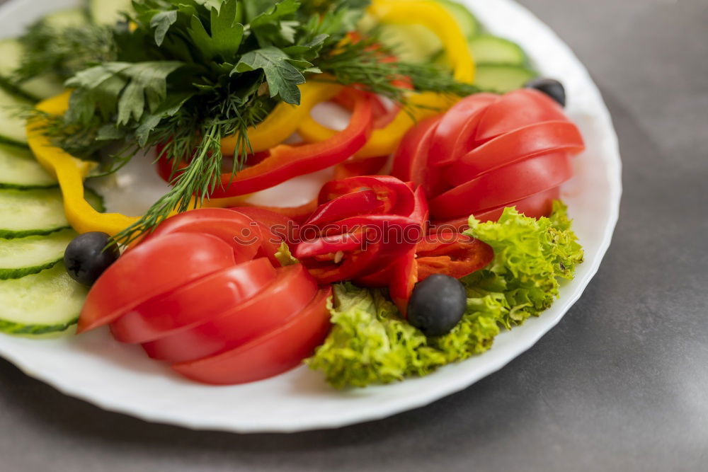 Similar – Image, Stock Photo Delicious grilled vegetables on a white plate