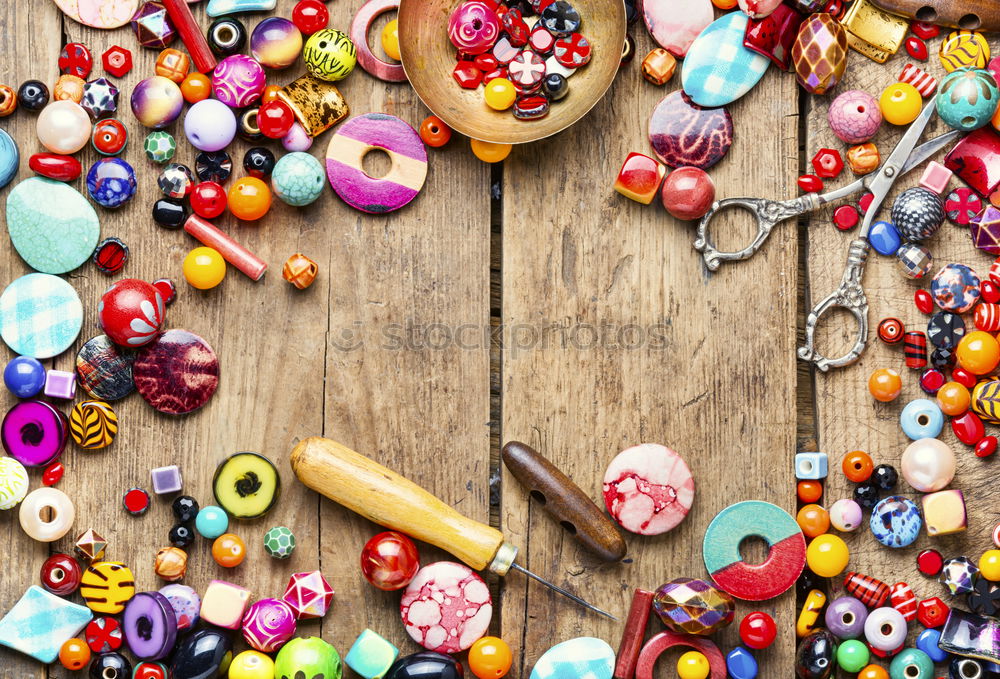 Similar – Image, Stock Photo Colorful beads in wooden bowls