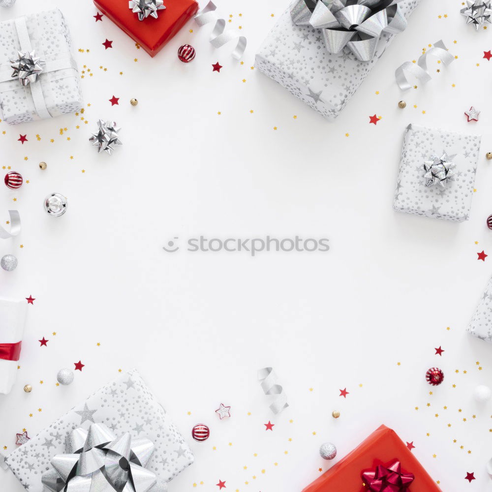 Similar – Christmas background with white red gift wrapping