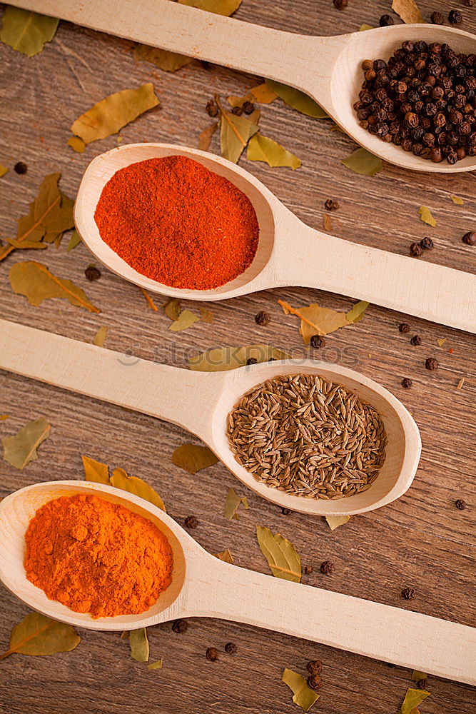Similar – Image, Stock Photo Different spices in wooden spoons